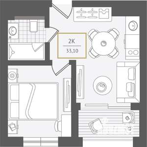 2-к квартира, вторичка, 33м2, 9/10 этаж