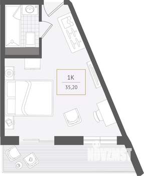 1-к квартира, вторичка, 35м2, 9/10 этаж