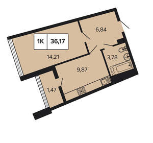 1-к квартира, вторичка, 36м2, 9/12 этаж