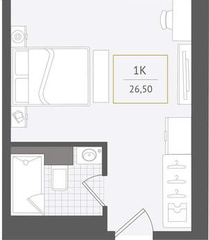 1-к квартира, вторичка, 27м2, 2/10 этаж