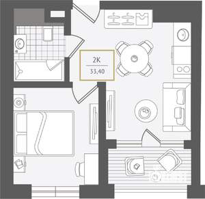 2-к квартира, вторичка, 34м2, 7/10 этаж