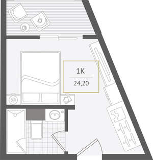 1-к квартира, вторичка, 24м2, 2/10 этаж