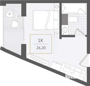 1-к квартира, вторичка, 26м2, 6/10 этаж