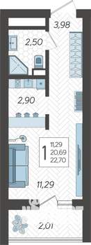 Студия квартира, вторичка, 23м2, 18/19 этаж