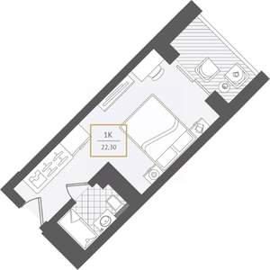 1-к квартира, вторичка, 22м2, 6/10 этаж
