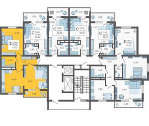 2-к квартира, строящийся дом, 62м2, 10/10 этаж