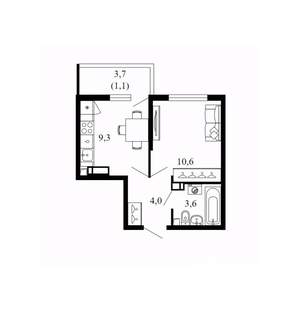 1-к квартира, вторичка, 29м2, 6/17 этаж