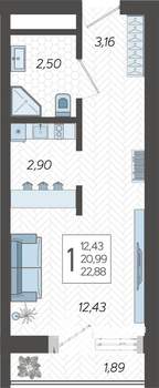 Студия квартира, вторичка, 23м2, 18/19 этаж