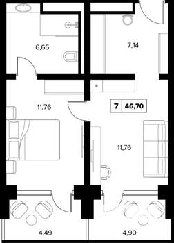 2-к квартира, вторичка, 46м2, 11/16 этаж