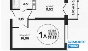 1-к квартира, вторичка, 34м2, 19/24 этаж