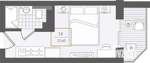 1-к квартира, вторичка, 23м2, 6/10 этаж
