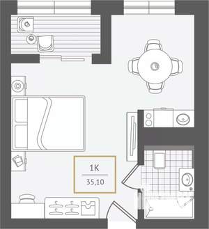 1-к квартира, вторичка, 36м2, 2/10 этаж