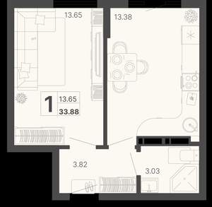 1-к квартира, вторичка, 34м2, 7/20 этаж