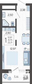 Студия квартира, строящийся дом, 24м2, 11/19 этаж