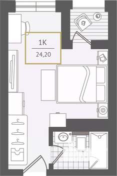 1-к квартира, вторичка, 25м2, 4/10 этаж