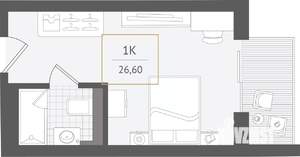 1-к квартира, вторичка, 27м2, 9/10 этаж