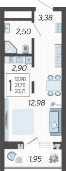 Студия квартира, вторичка, 24м2, 2/19 этаж