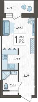 Студия квартира, вторичка, 24м2, 13/19 этаж