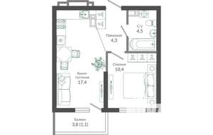 1-к квартира, вторичка, 38м2, 1/12 этаж