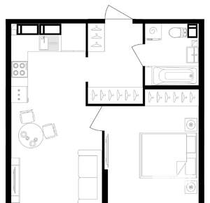 1-к квартира, вторичка, 49м2, 2/5 этаж