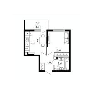 1-к квартира, вторичка, 29м2, 7/17 этаж