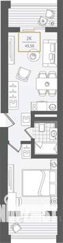 2-к квартира, вторичка, 45м2, 3/10 этаж