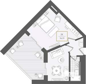 2-к квартира, вторичка, 57м2, 10/10 этаж