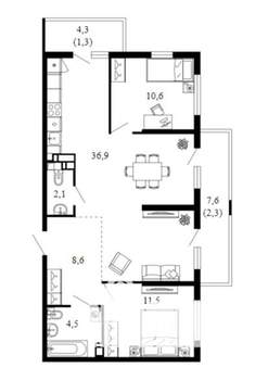 3-к квартира, вторичка, 78м2, 9/17 этаж