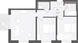 3-к квартира, вторичка, 63м2, 2/10 этаж