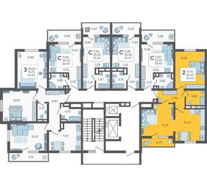 2-к квартира, строящийся дом, 60м2, 10/16 этаж