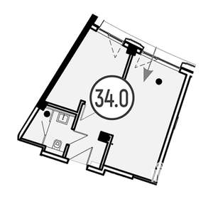 1-к квартира, вторичка, 34м2, 2/4 этаж