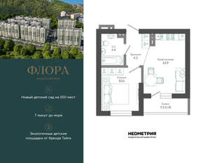 1-к квартира, вторичка, 36м2, 2/12 этаж