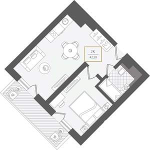2-к квартира, вторичка, 44м2, 2/10 этаж