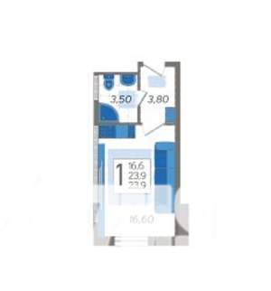 Студия квартира, строящийся дом, 24м2, 1/12 этаж