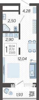 Студия квартира, вторичка, 24м2, 6/19 этаж