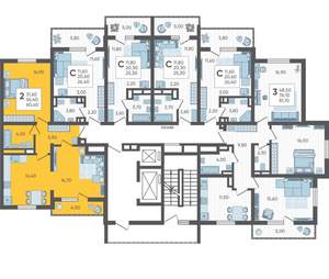 2-к квартира, строящийся дом, 60м2, 11/16 этаж