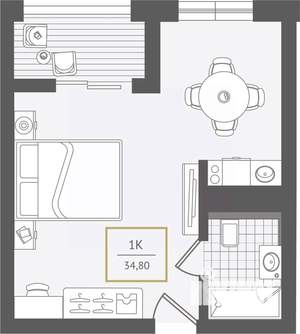 1-к квартира, вторичка, 35м2, 4/10 этаж