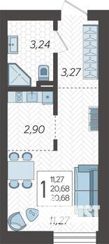 Студия квартира, строящийся дом, 21м2, 1/19 этаж