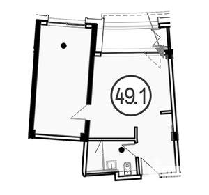 1-к квартира, вторичка, 49м2, 2/4 этаж