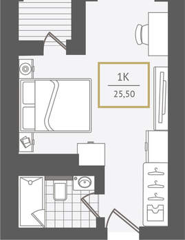 Студия квартира, вторичка, 26м2, 4/10 этаж