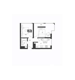 2-к квартира, вторичка, 46м2, 13/19 этаж