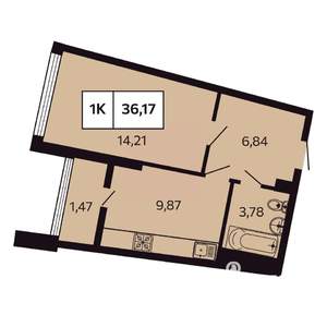 1-к квартира, вторичка, 36м2, 9/9 этаж