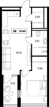 2-к квартира, вторичка, 42м2, 6/16 этаж