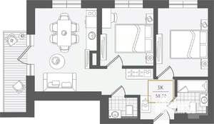 3-к квартира, вторичка, 60м2, 6/10 этаж