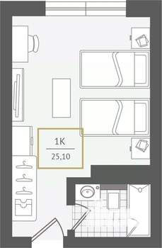 1-к квартира, вторичка, 26м2, 2/10 этаж