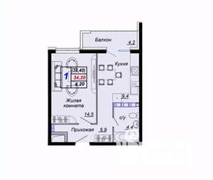 1-к квартира, вторичка, 38м2, 13/15 этаж