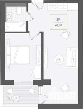 2-к квартира, вторичка, 48м2, 10/10 этаж