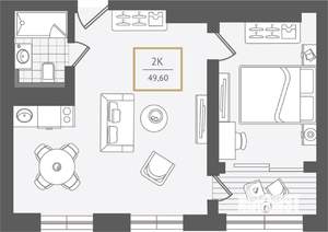 2-к квартира, вторичка, 50м2, 2/10 этаж