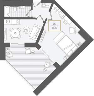 2-к квартира, вторичка, 58м2, 10/10 этаж