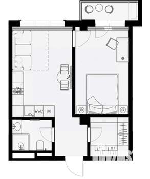 1-к квартира, вторичка, 45м2, 4/7 этаж